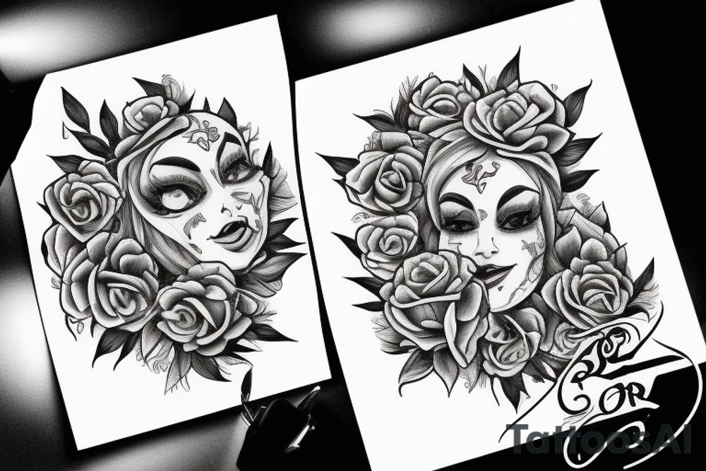 beauty and the beast rose tattoo idea