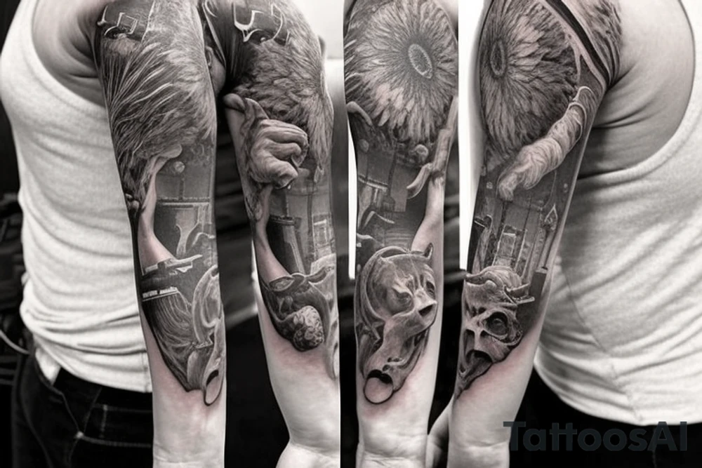 Design a sleeve tattoo that incorporates the following quotes:

Live as you'll die today, dream as you'll live forever
I swear I lived
Make the world a better place and more exciting one
Hapiness cocktail: Gratitude, Resilience, Emotions, Awareness, Try new things, Direction, Relate, Exercise, Acceptance & Meaning
Be vulnarable and authentic
What's the MIT of the day?
Create ripples
Never go to sleep without a request to your subconscious
What do they want?
The world is changed by your exemple, not by your opinions
Doing nothing often leads to the very best kind of something
The darkest nights produce the brightest stars
L'avenir est présent dans la vie d'un immortel
Style:

The tattoo should be in a style that is both meaningful and visually appealing to you. Some possible styles include:

Minimalist: This style is characterized by simple lines and shapes. It is a good choice for people who want a tattoo that is both elegant and understated. tattoo idea