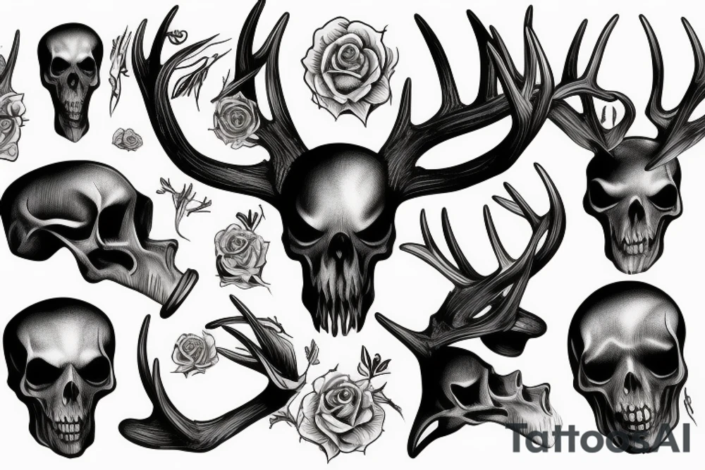 Deer skull with grim reaper tattoo idea
