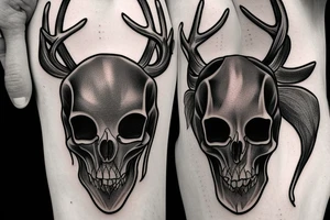 Deer skull with grim reaper tattoo idea
