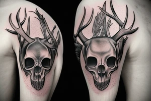 Deer skull with grim reaper tattoo idea