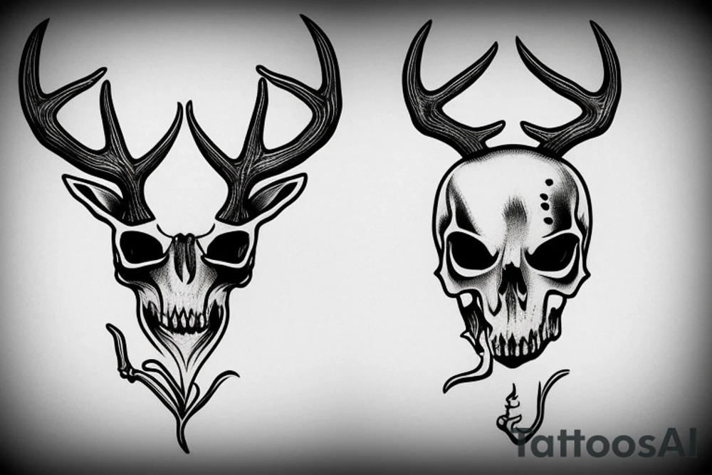 Deer skull with grim reaper tattoo idea