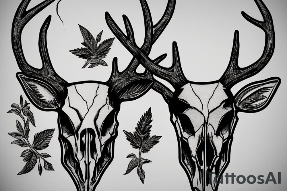 Deer skull smoking 420 tattoo idea