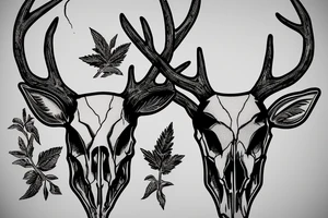 Deer skull smoking 420 tattoo idea