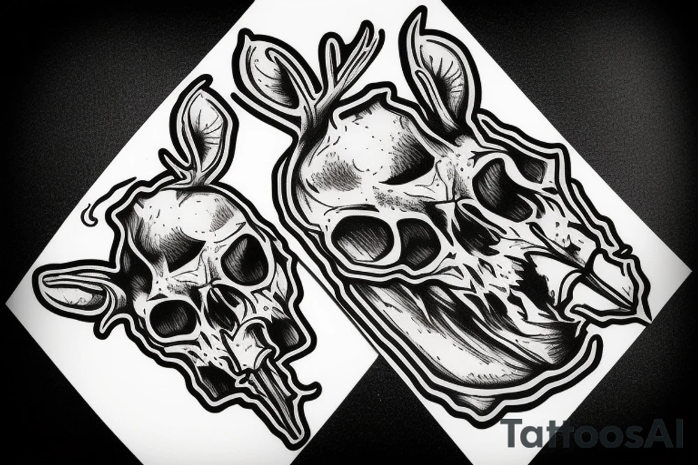 Deer skull smoking 420 tattoo idea