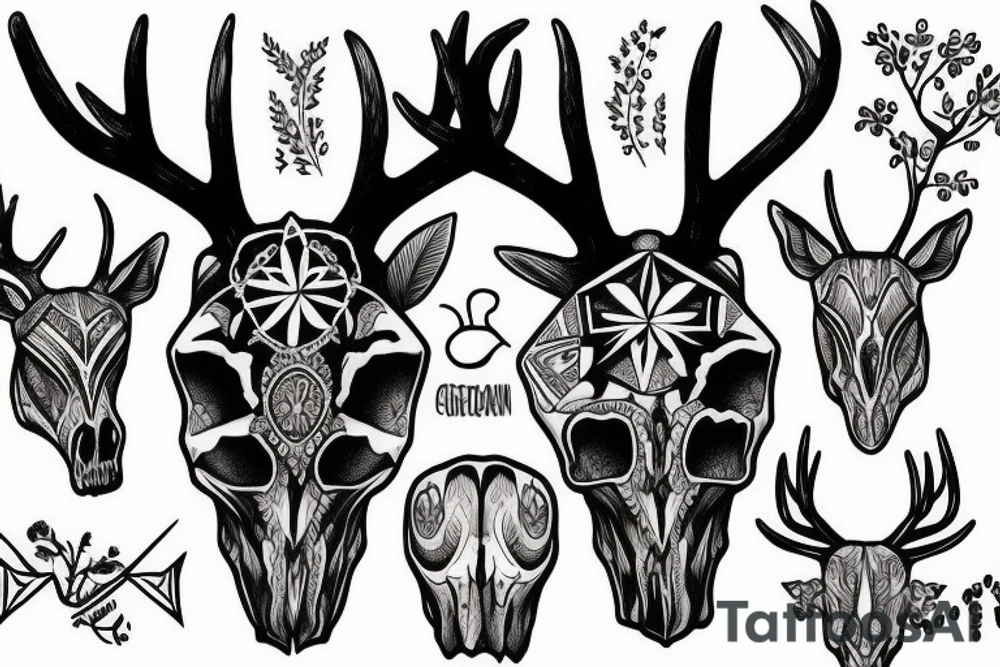 Deer skull tattoo idea