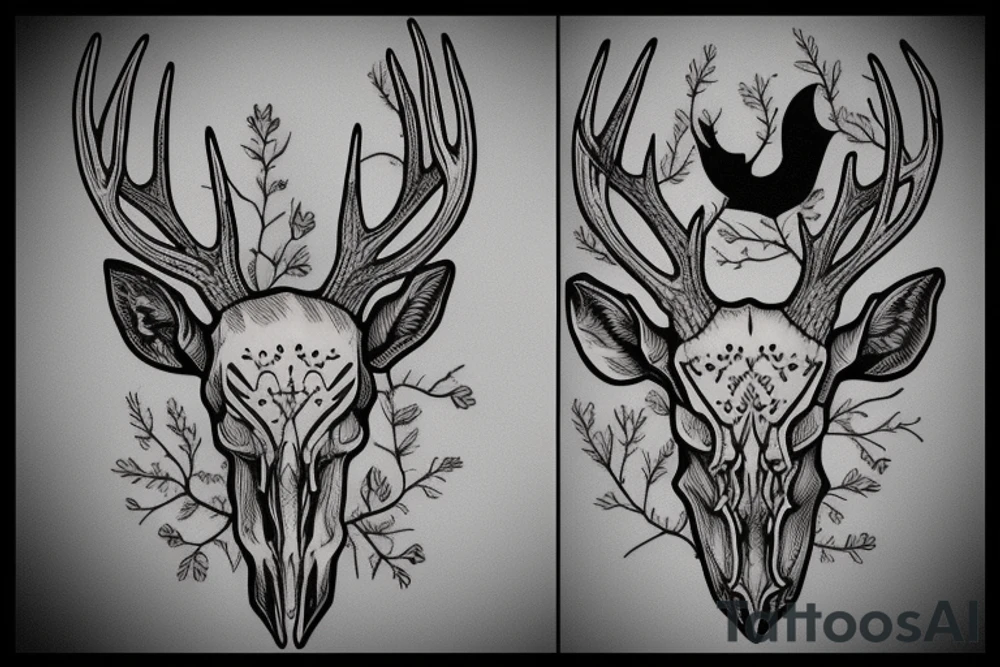 Deer skull tattoo idea