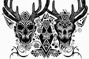 Deer skull Mexican Aztec tattoo idea