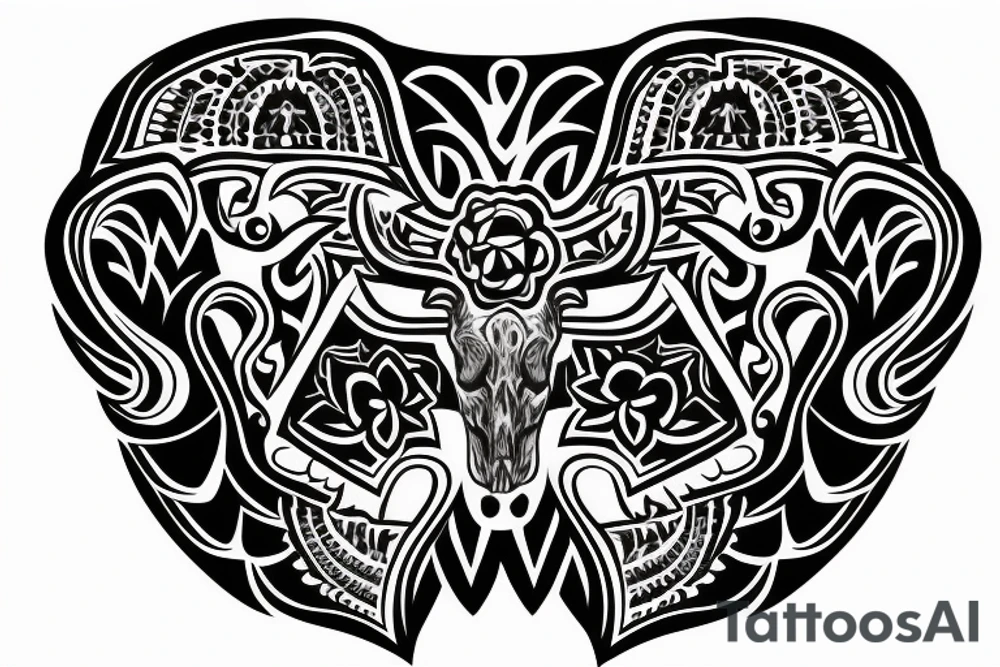 Deer skull Mexican Aztec tattoo idea