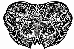 Deer skull Mexican Aztec tattoo idea