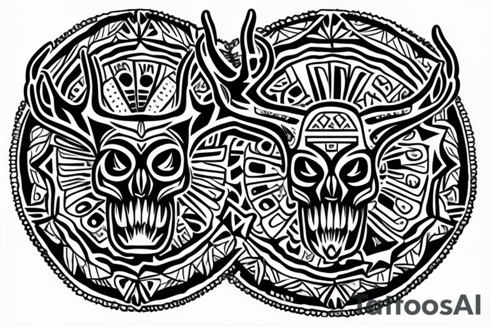 Deer skull Mexican Aztec tattoo idea