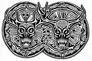 Deer skull Mexican Aztec tattoo idea