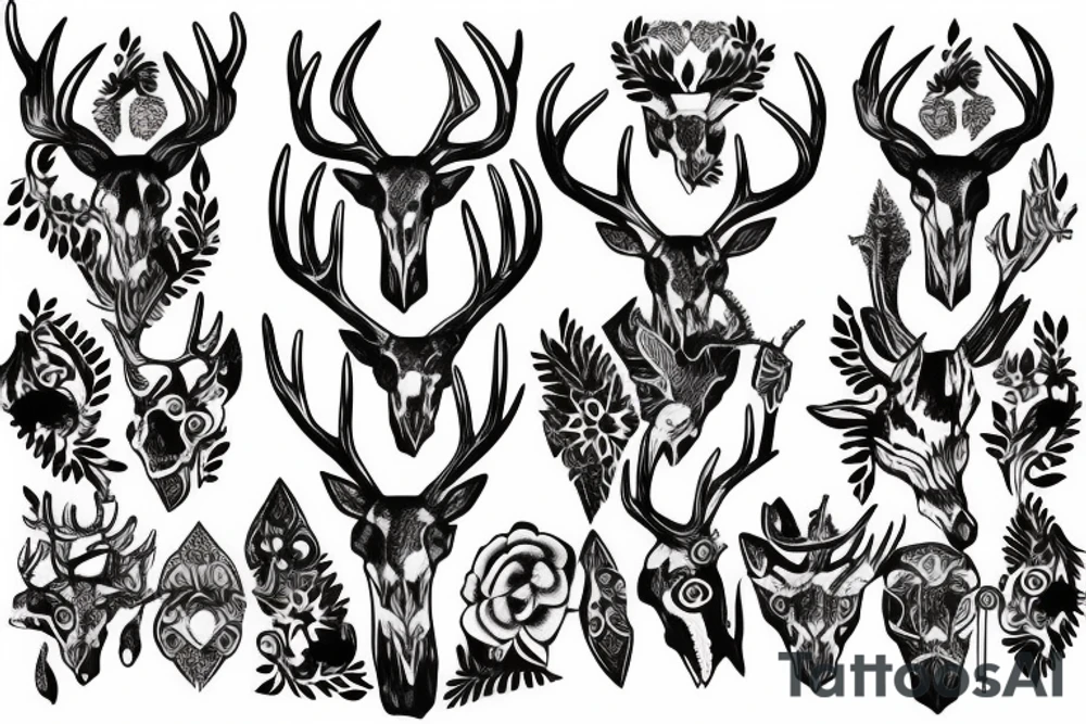 Deer skull tattoo idea