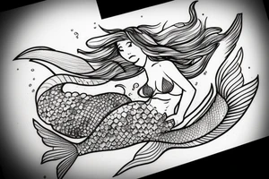 Mermaid getting washed up on rocks tattoo idea