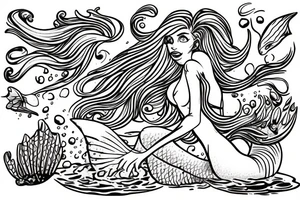 Mermaid getting washed up on rocks tattoo idea