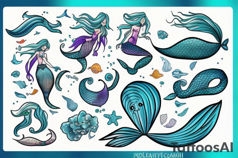 Mermaid ocean theme tattoo idea