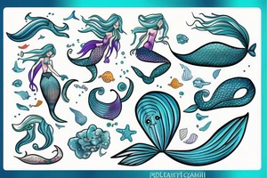 Mermaid ocean theme tattoo idea