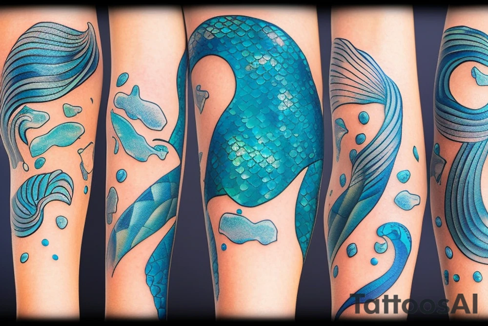 Mermaid ocean theme tattoo idea