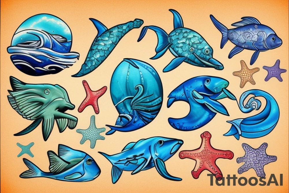 ocean theme tattoo idea