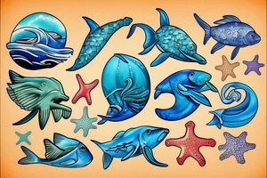 ocean theme tattoo idea