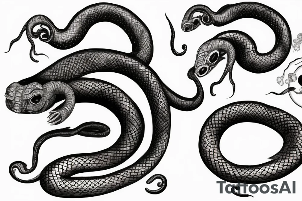 A four eyed snake eating its tail tattoo idea
