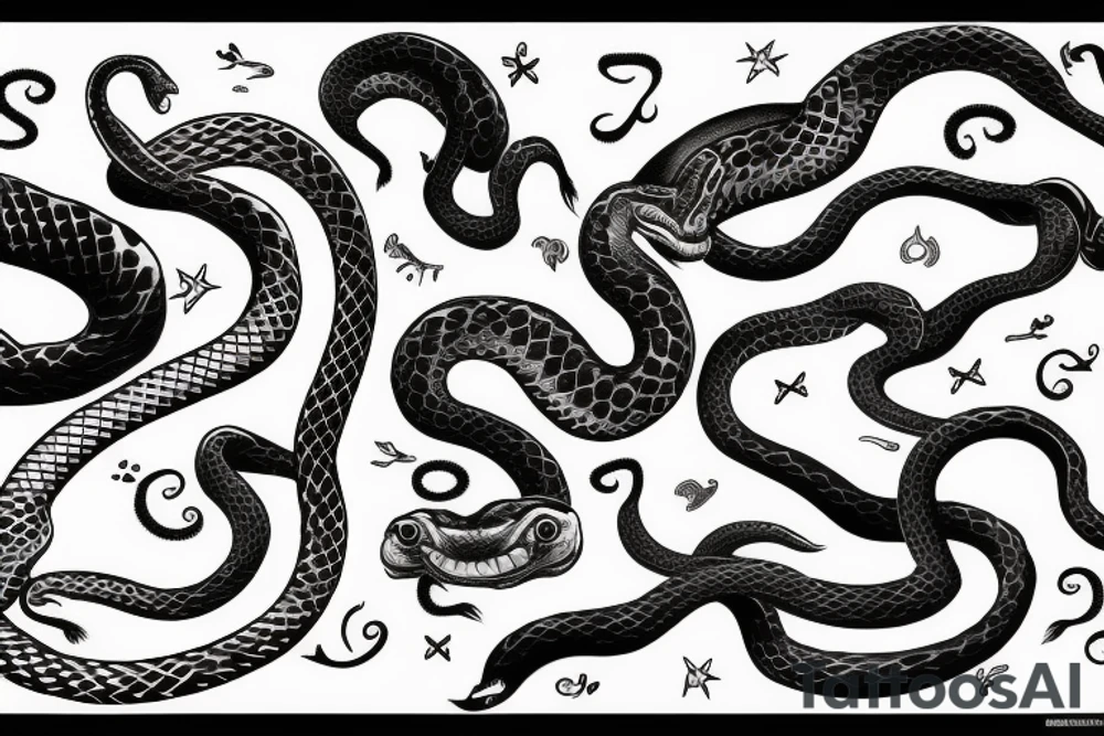 A four eyed snake eating its tail tattoo idea