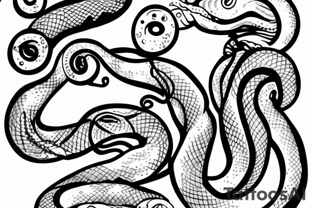 A four eyed snake eating its tail tattoo idea