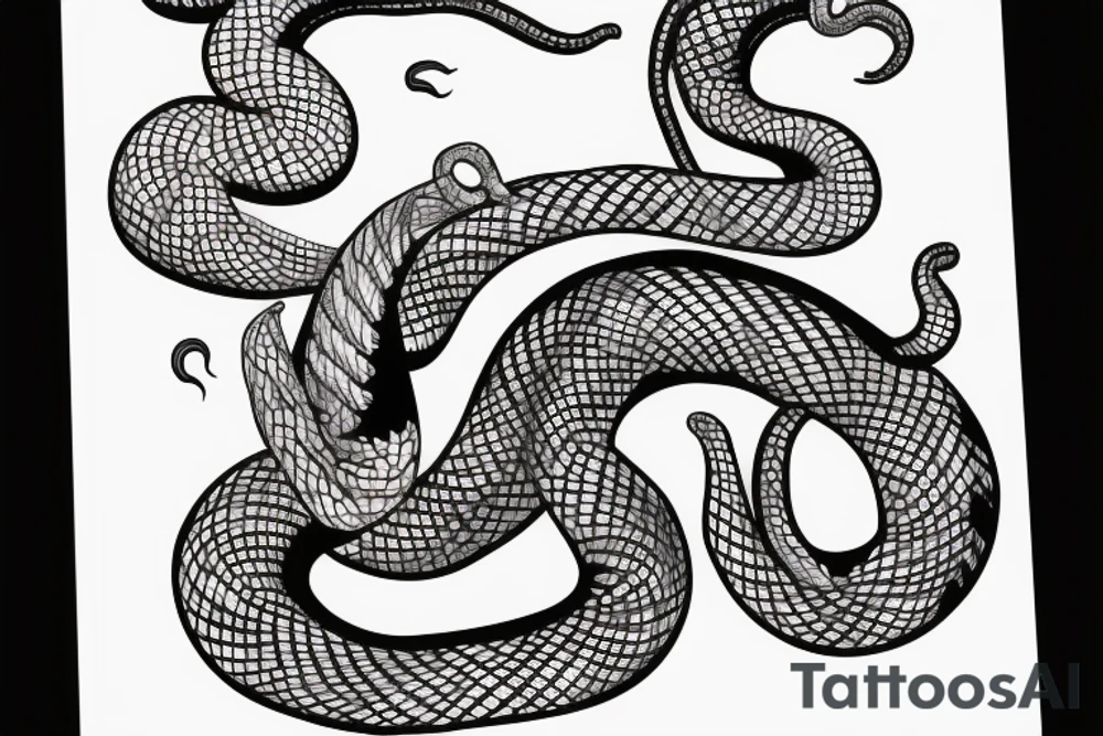 A side view of a four eyed snake eating its tail tattoo idea
