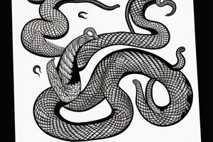 A side view of a four eyed snake eating its tail tattoo idea