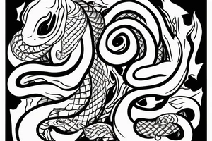 A side view of a four eyed snake eating its tail tattoo idea