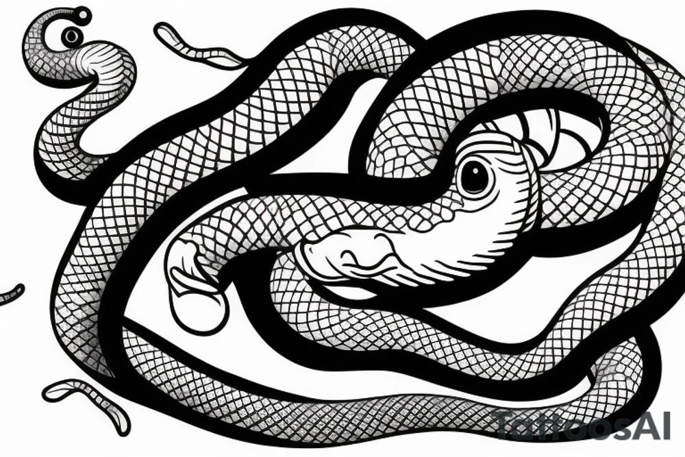 A four eyed snake eating its tail tattoo idea