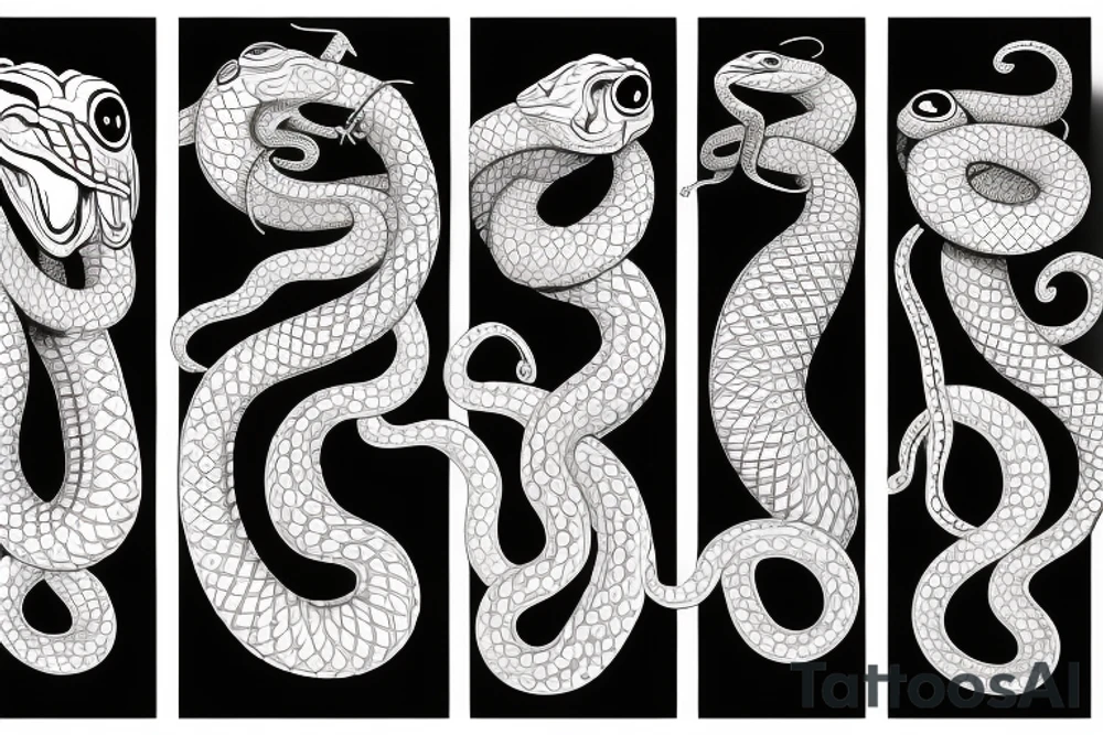 A snake with four eyes on its head eating its tail tattoo idea