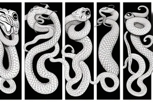 A snake with four eyes on its head eating its tail tattoo idea
