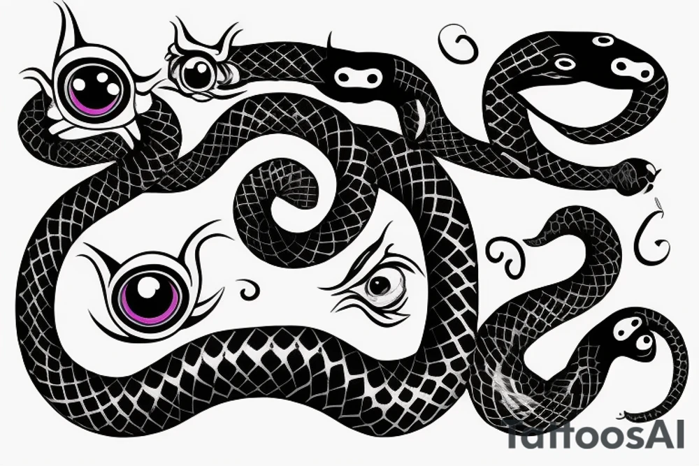 A snake with two eyes on the side of its head eating its tail tattoo idea