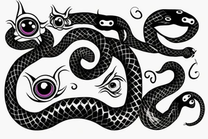 A snake with two eyes on the side of its head eating its tail tattoo idea
