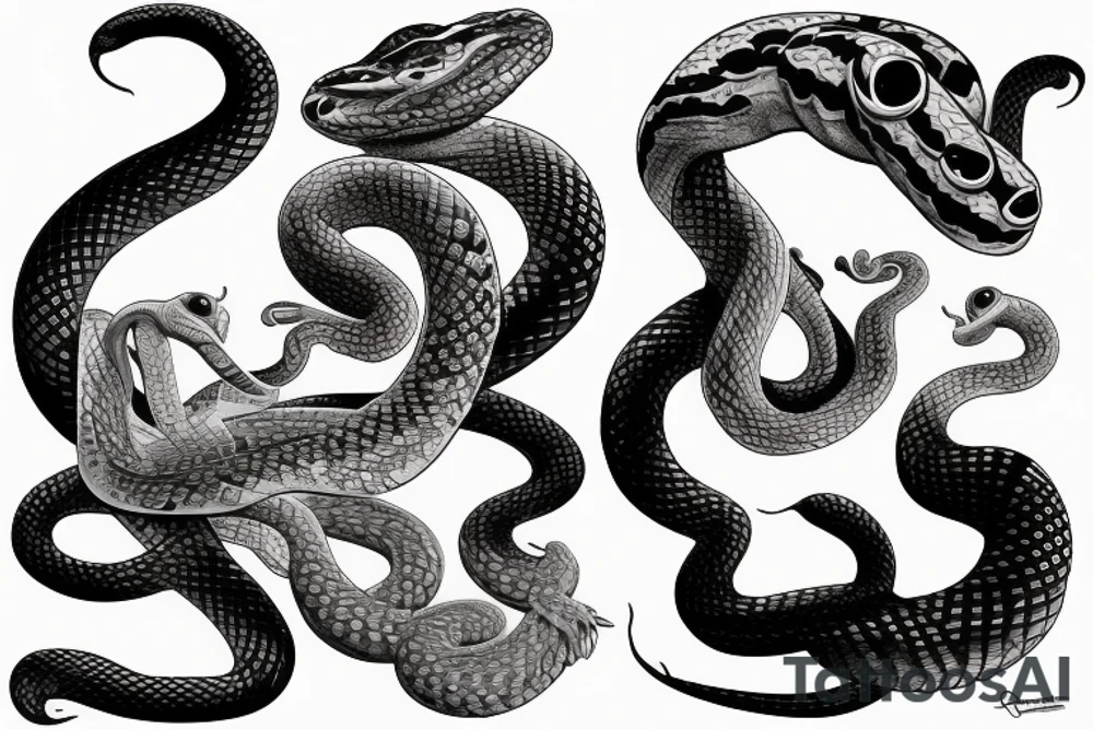 A snake with two eyes on the side of its head eating its tail tattoo idea