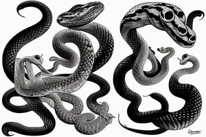 A snake with two eyes on the side of its head eating its tail tattoo idea