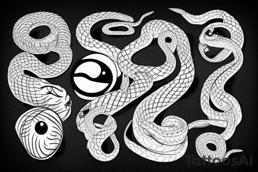A snake with two eyes on the side of its head eating its tail tattoo idea