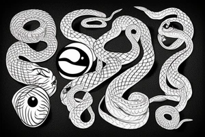 A snake with two eyes on the side of its head eating its tail tattoo idea