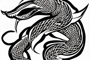 the profile view of a viper with two eyes eating its own tail tattoo idea