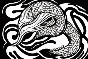 the profile view of a viper with two eyes eating its own tail tattoo idea