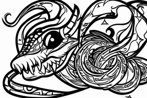 the profile view of a viper with two eyes eating its own tail tattoo idea