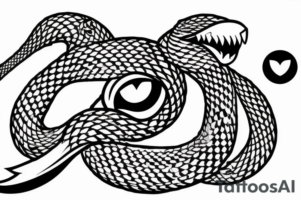 the profile view of a viper with two eyes eating its own tail tattoo idea
