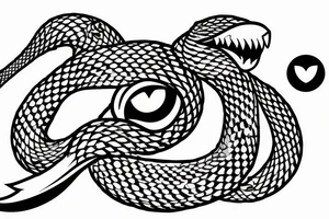 the profile view of a viper with two eyes eating its own tail tattoo idea