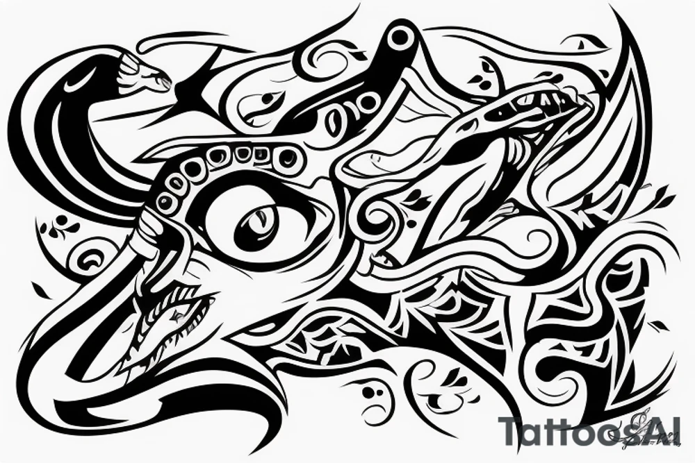 the profile view of a viper with two eyes eating its own tail tattoo idea