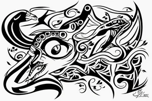 the profile view of a viper with two eyes eating its own tail tattoo idea