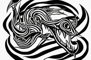 the profile view of a viper with two eyes eating its own tail tattoo idea