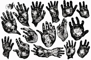 witch hands with magic crystals tattoo idea