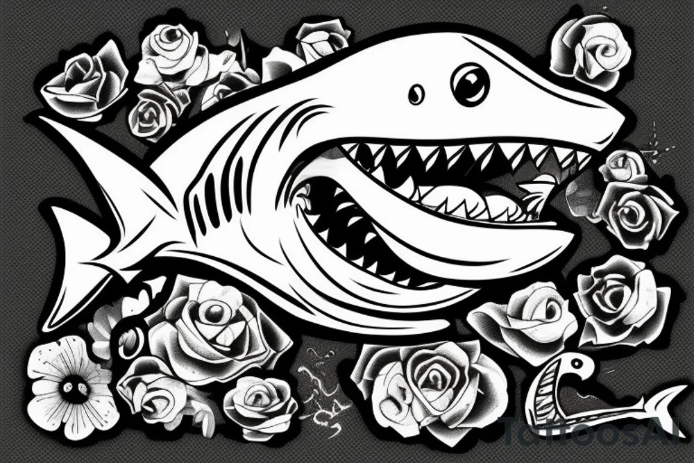 shark smiling and winking tattoo idea