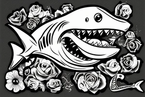 shark smiling and winking tattoo idea